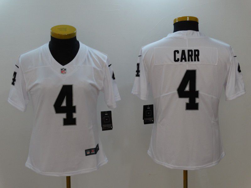 Women Oakland Raiders 4 Carr White Nike Vapor Untouchable Limited NFL Jerseys